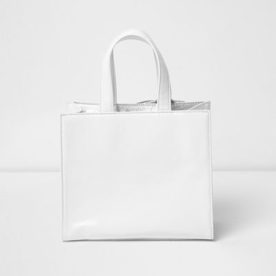 Girls white structured 3D star tote bag